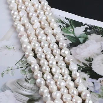Didmeninė Juvelyrikos 11-12mm Natūralios Baltos spalvos Gėlavandenių Baroko Prarasti Perlai Tiesiai Išgręžtos Skylės Kryptis