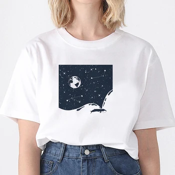 Grafinis tees viršūnes Aplinkos apsaugos temą, T-marškinėliai moterims juokinga marškinėlius Atsitiktinis Apvalios Kaklo Trumpas Slee Top Marškinėliai