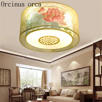 Klasikinis naujas Kinų stiliaus led lubų šviestuvas svetainė, valgomasis, miegamasis, studijų senovinis apvalus audinio lubų lempa