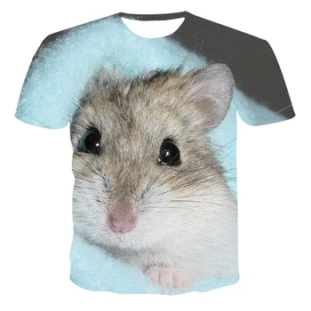 Naujas Vyrų T-shirt Asmenybės Atspausdinta Tee Gyvūnų Mielas Pelės 3D Spausdinimo Marškinėliai su Nuotrauka Pimulation Modelis Gatvės Atsitiktinis Kvėpuojantis