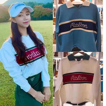 Rudenį ir žiemą, naujų golfo moterų ilgomis rankovėmis T-shirt hoodie lauko sporto, laisvalaikio šiltas temperamentas moterų top골프 여성복