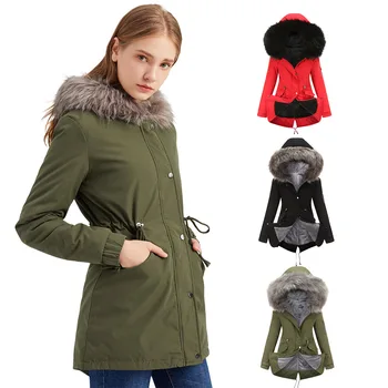 Žiemos šiluma, paltai moterims, vidutinio ilgio gobtuvu drabužiai moterims striukė moterims paltą moteris parkas ponios, paltai ir striukės