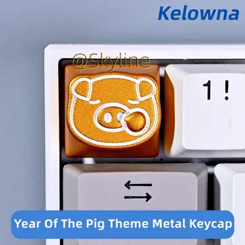 【Sandėlyje】Kelowna Metų Kiaulių Temą Metalo Keycap Cnc R4 Originalus Aukštosios Mechaninė Klaviatūra Paršelių Keycap